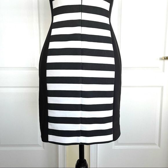 Banana Republic Black and White Striped Sheath Dress Size 00P - Picture 11 of 14